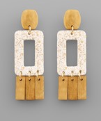  Rectangle Wood Bar Dangle Earrings