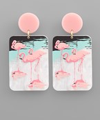  Flamingo Rectangle Earrings