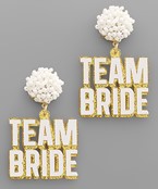  TEAM BRIDE & Bead Pom Earrings
