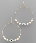  Evil Eye Pearl Circle Earrings
