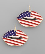  USA Flag Lips Earrings