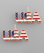  USA Flag Letter Earrings