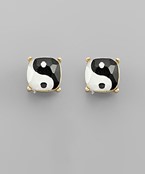  Printed Yin-Yang Square Earrings