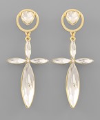  Crystal Oval Cross Dangle Heart Circle Earrings