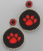  College Color Paw Disk Earrings