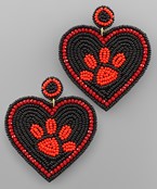  College Color Paw Heart Earrings
