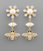  Crystal Bee & Stone Flower Earrings