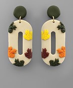  Oval Clay Fall Leaf Earrings