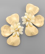  Crystal 3 Flower Leaf Earrings