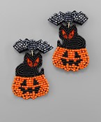  Cat Pumpkin Bat Earrings