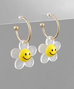  Smile Face Flower Drop Hoops