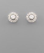  CZ Round & Rectangle Halo Studs