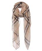  Sheer Plaid Print Scarf