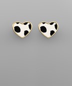  Cheetah Leather Print Heart Earrings