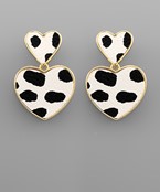  Cheetah Print Double Heart Earrings