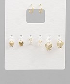  Brass Butterfly Huggie Earrings Set