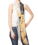 Color Block Flower Print Scarf