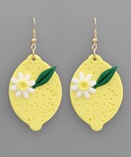  Lemon & Flower Clay Earrings