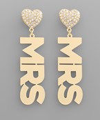  MRS Letter & Heart Earrings