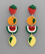  4 Fruit Charm Dangle Earrings 
