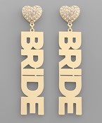  BRIDE Letter & Heart Earrings