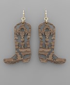  Carved Wood Boots Earrings