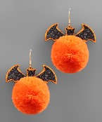  Bat & Pompom Earrings