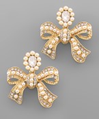 Pearl & Crystal Ribbon Earrings