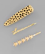  Animal Print & Love Star Hair Pin Set