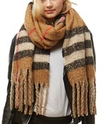  Plaid Boucle Oblong Scarf