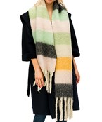  Fringe Trim Color Block Scarf