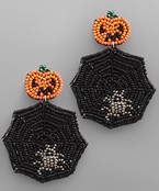  Pumpkin Spider Net Earrings