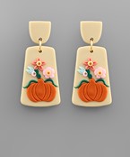  Pumpkin Trapezoid Clay Earrings