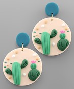  Cactus Disk Clay Earrings