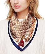  Woven Tassel Print Silky Bandana