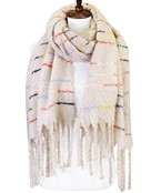  Stitch Accent Fringed Oblong Scarf