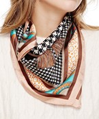  Herringbone & Tassel Print Silky Bandana