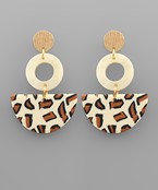 Acrylic Circle & Leopard Print Clay Moon Earrings