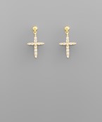  CZ Crystal Cross Dangle Earrings