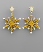  Glitter Snowflake Crystal Earrings