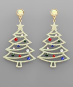  Glitter & Crystal Christmas Tree Earrings