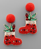  Christmas Stocking & Poinsettia Earrings