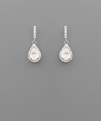 CZ Teardrop & Mini Bar Earrings