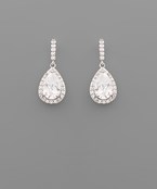  CZ Teardrop & Mini Bar Earrings