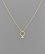  CZ Engagement Ring Necklace