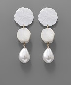  Stone & Pearl Teardrop Earrings