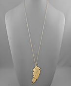  Feather Shape Pendant Necklace