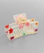  Pressed Flower Rectangle Hair Clip
