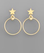  Star & Circle Ringed Earrings