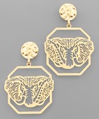  Elephant Filigree Octagon Earrings